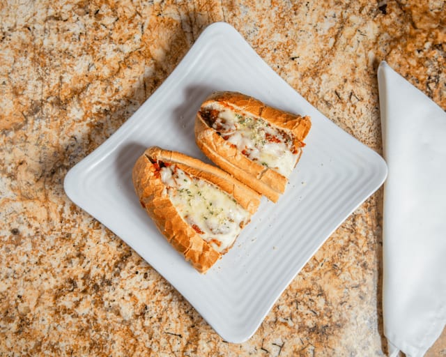 Meatball or Sausage Parm Sub.